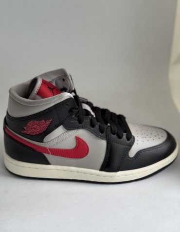 Air Jordan 1 Mid Black College Grey Red 38
